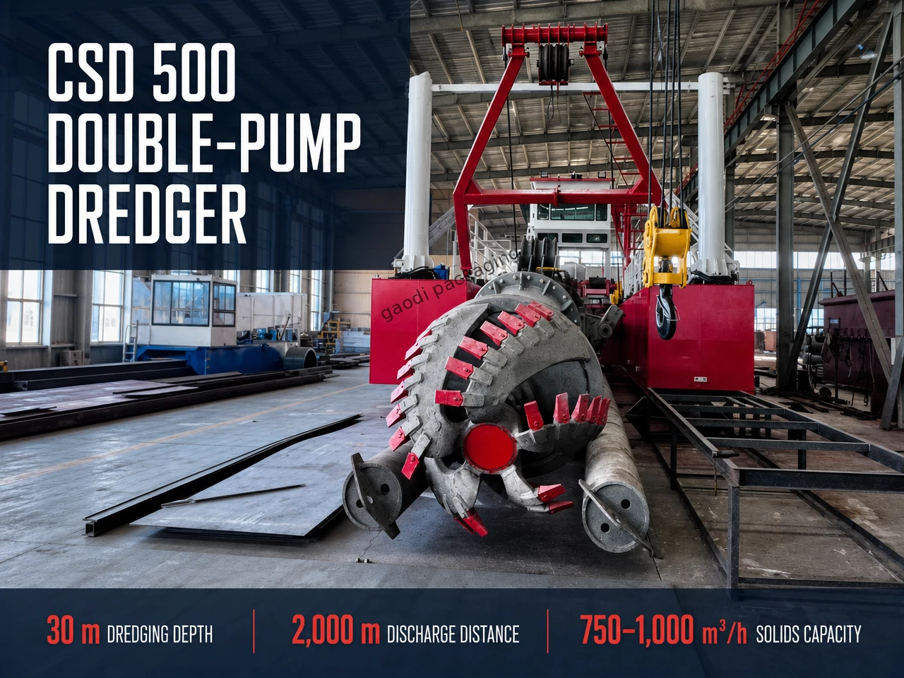 In-Stock CSD 500 Cutter Suction Dredger | 30 m Dredging Depth, 2000 m Discharge Distance
