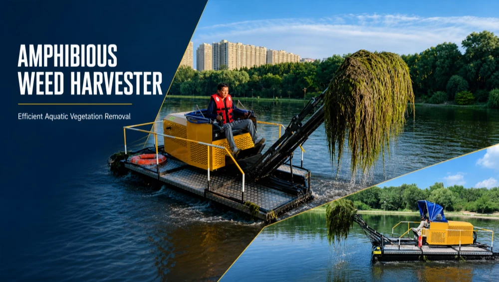 Tracked Aluminum Amphibious Weed Harvester Boat